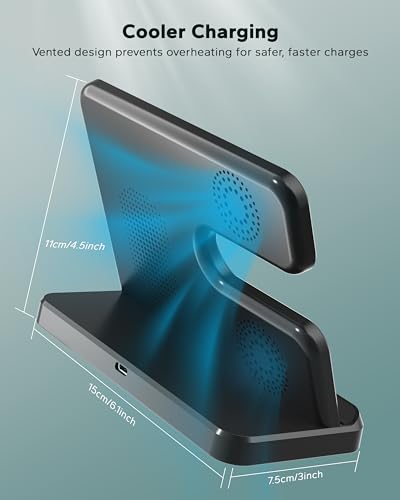 3 in 1 Charging Station for Samsung, Wireless Charger Stand for Galaxy S26/S25/S24/S23/Z Fold, Phone and Watch Charger for Samsung Watch Galaxy 8/7/6/5, Galaxy Buds 3/2/Pro - color: Black