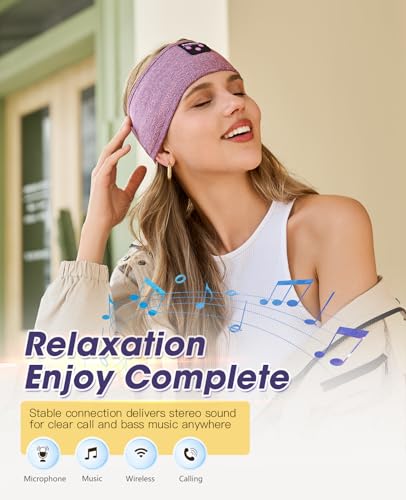 Perytong Bluetooth Headband with Wireless Sleeping Earbuds for Side Sleepers, Workout, Running, Insomnia, Travel, Yoga - color: PureViolet