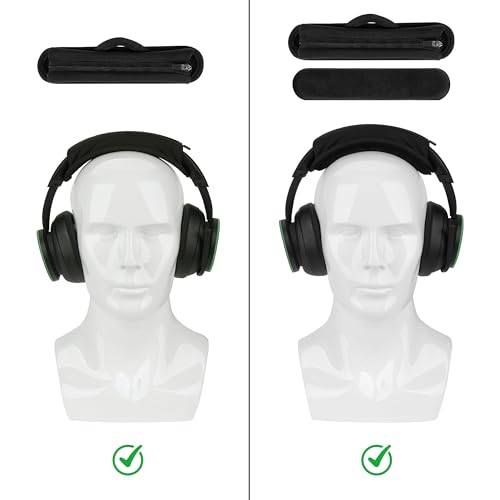 Geekria Medium Velour Hook and Loop Headband Cover + Pad Set Protector No Tool Needed Compatible with Medium-Sized Headphones (Fits 2.5-3.5 cm Headbands) (Black)