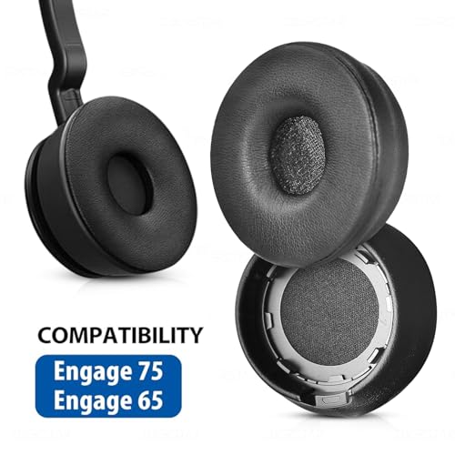 Engage 75 Earpads for Jabra Engage 55/65/75 Headset Replacement Ear Pads Covers for Jabra Engage 55/65/75 Headphone Ear Cushions (Black)
