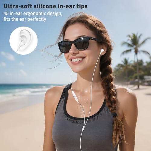 USB Earbuds with Microphone for PC Laptop,Wired USBA Headset,White | in Ear Buds Noise Isolating Light Laptop Earphones,Headphones with Mic for Dell HP Computer PC Office Zoom Work Gaming School - color: White