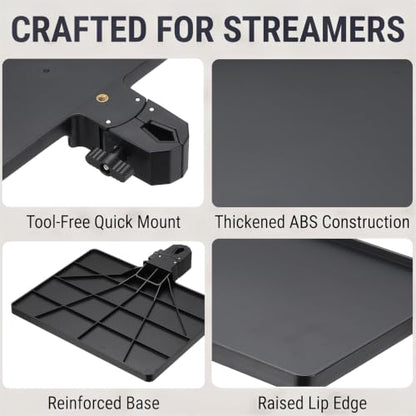 Microphone Stand Tray 10.8x8.1in Plastic Tray Black - color: Black, size: 10.8x8.1in
