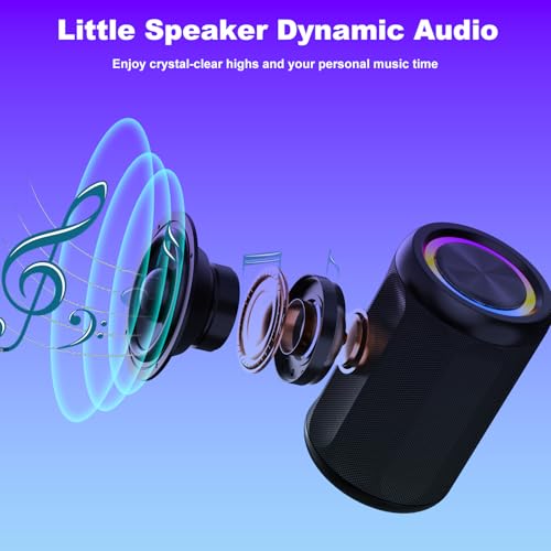 Small Portable Bluetooth Speaker with RGB Light, Clear Stereo Sound, Wireless Speaker Bluetooth 5.4, TWS Pairing, AUX & TF Card Input for Bedroom, Desk, Travel, Home