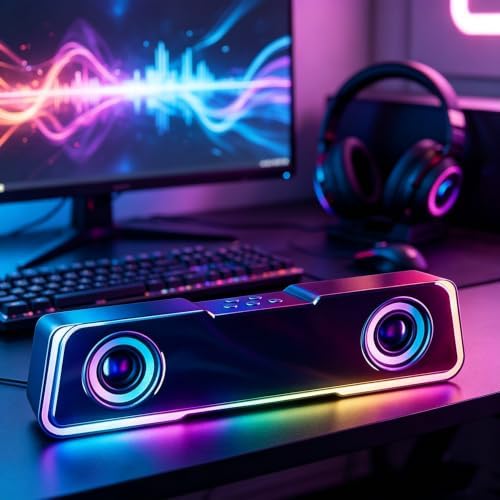 USB Wired Desktop Soundbar, Stereo Speaker with Volume Control for PC & Laptop - color: Colorful