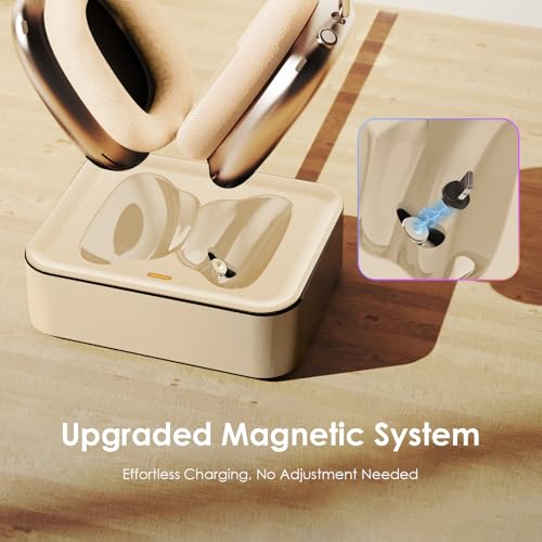 Headphone Charging Station for AirPods Max 1 & 2 - Magnetic Charger Dock with Lightning & USB-C Connectors, LED Indicator, Easy Drop-in Charging (Starlight) - color: Starlight