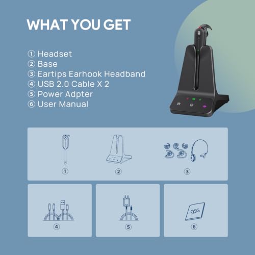 Yealink Wireless DECT Headset WH63 E2,Single Ear (Mono) Convertible Headset | Zoom Teams Certified,3 Wearing Styles,Office Wireless Headset For Work,Connects to Desk Phone&Computer,Noise Canceling Mic - color: UC