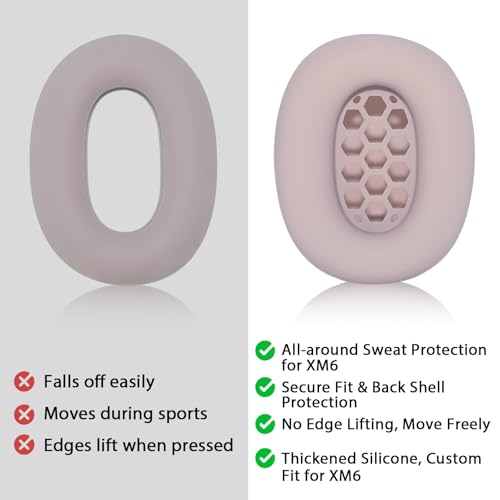 Adhiper XM6 Sweat Covers Accessories for Sony WH-1000XM6 - Rose Gray | Soft Silicone Case, 2-in-1 Headphone Cover with Earpad Covers & Headband Cover, Sweatproof & Easy to Clean & Secure Fit - color: Rose Gray