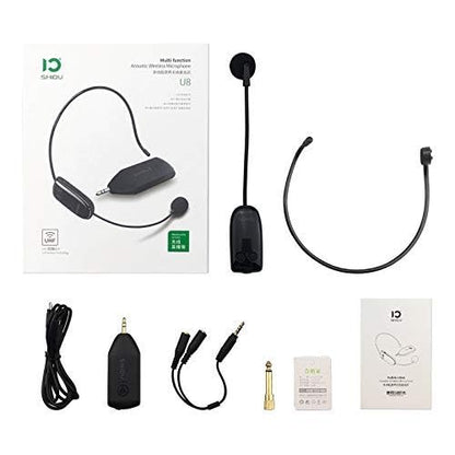 Generic Wireless Microphone Headset, 160ft Range,UHF Wireless Mic Headset and Handheld 2 in 1,Rechargeable, for Voice Amplifier,phone,PA System,Video Recording and Any AUX Audio Devices, Black