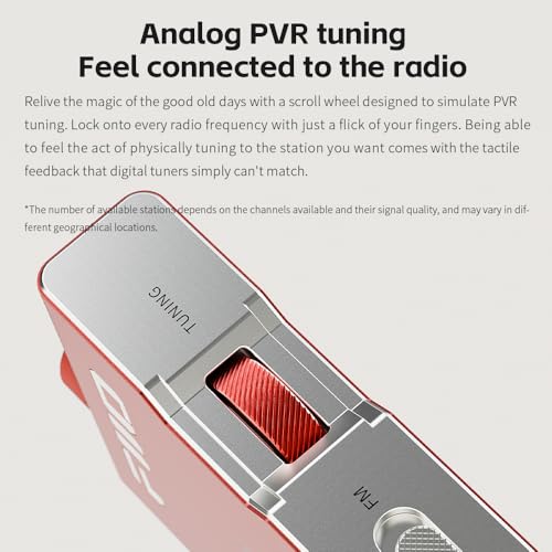 FiiO RR11 Portable HiFi FM Stereo Radio Receiver with Analog PVR Tuning, BASS+3D Sound Effects, 64MHz-108MHz (Red, Hi-Res Audio Certified) - color: Red