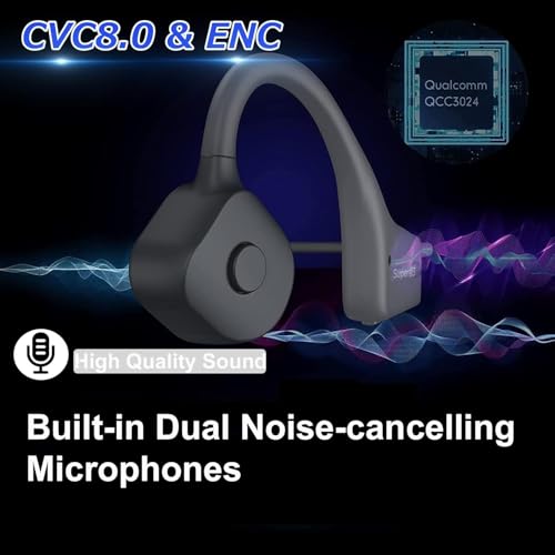 Bone Conduction Headphones Bluetooth Open Ear earphones IP67 Waterproof Wireless Headset Built in Mic Noise Canceling Sports Headphones Bluetooth for Running Driving Cycling Hiking Gym Workouts - color: Grey