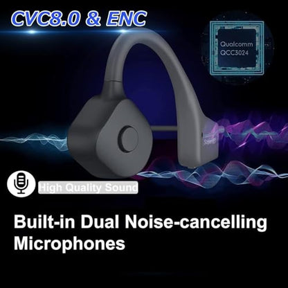 Bone Conduction Headphones Bluetooth Open Ear earphones IP67 Waterproof Wireless Headset Built in Mic Noise Canceling Sports Headphones Bluetooth for Running Driving Cycling Hiking Gym Workouts - color: Grey
