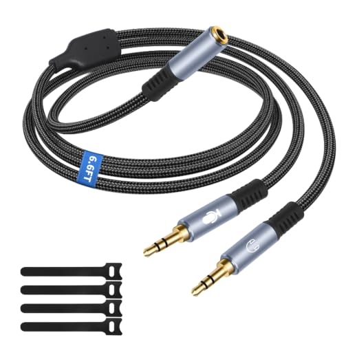1/8" TRS Stereo Splitter Cable for Headphone, PC Laptop, Perfect for Switching or Two Sets of Speakers (1/8" TRS Stereo Female to Dual Male, 6.6FT-Splitter 20cm) - size: 6.6FT-Splitter 20cm, style: 1/8" TRS Stereo Female to Dual Male