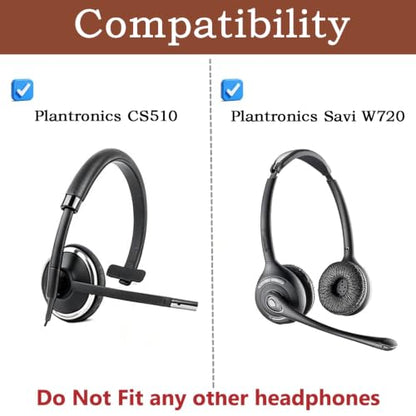 1 Pair Replacement Earpads for Plantronics Savi W720 CS510 Headset - Black