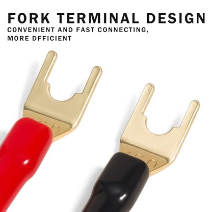 5 Pairs 8 GA Copper Spade Crimp Terminals for Speaker Wire | Crimp Connectors for Power & Ground Wires, Fork & Spade Connectors for Audio Systems, Amplifier, Car Audio Installation