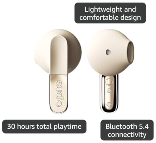 Sudio N3 True Wireless Bluetooth On-Ear Earbuds – High-Definition Sound, 30-Hour Playtime, Clear Calls, Sweat & Splash Resistant, Eco-Friendly Recycled Plastics (Sand) - color: Sand