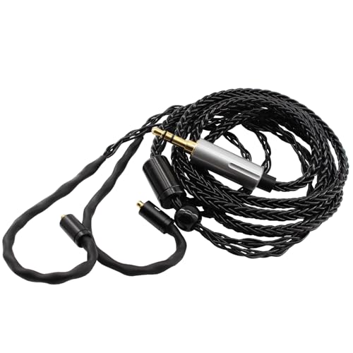 Youkamoo MMCX IEM Cable 3.5mm Silver Plated Copper Earphone Upgrade Cord Compatible with Shure SE215 SE425 UE900 Moondrop Aria Tin T2 T3 BGVP 2m 6.5ft Black - color: Black