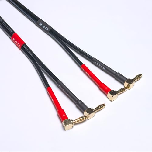 WJSTN RCA Male to Banana Plug Audio Cable, Premium Stereo Audio Cord for Amplifiers, Speakers, Home Theater, Hi-Fi Systems - Gold-Plated Connectors 2Pack (RCA to Right Angle Banana Plug 3FT) - size: RCA to right angle banana plug 3FT
