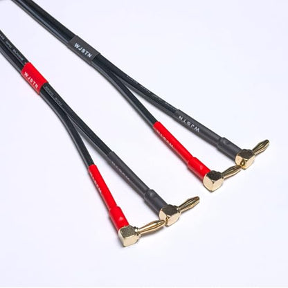 WJSTN RCA Male to Banana Plug Audio Cable, Premium Stereo Audio Cord for Amplifiers, Speakers, Home Theater, Hi-Fi Systems - Gold-Plated Connectors 2Pack (RCA to Right Angle Banana Plug 3FT) - size: RCA to right angle banana plug 3FT