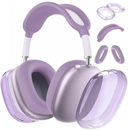 for AirPods Max case Cover,Anti-Scratch Ear Pad Case Cover/Ear Cups Cover/Headband Cover for AirPods Max. Clear Soft TPU and Silicone,Skin Scratch Proof. - color: 3PC-Purple