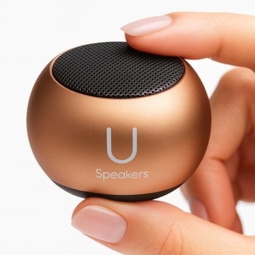 Fashionit U Mini, Tiny Bluetooth Speaker with Magnetic Base, Rose Gold | aluminum shell, Wireless, TWS stereo pairing, 30 foot range, rechargeable battery, magnetic base, travel and gifting - color: Rose Gold