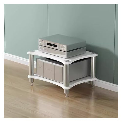 Living Room/Small Spaces Audio Component Rack Tower Media Stereo Stand Equipment Shelves, Heavy Duty Modern HiFi Audio Racks Stereo Rack System, White-2 Tier - color: White, size: 2 tier
