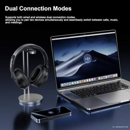 Wireless Noise Cancelling Headphones, 120H Playtime, Over Ear Headphones | 45dB Hybrid active passive noise cancelling headphones, Bluetooth 6.0, balanced sound, soft ear cups, 120H travel office