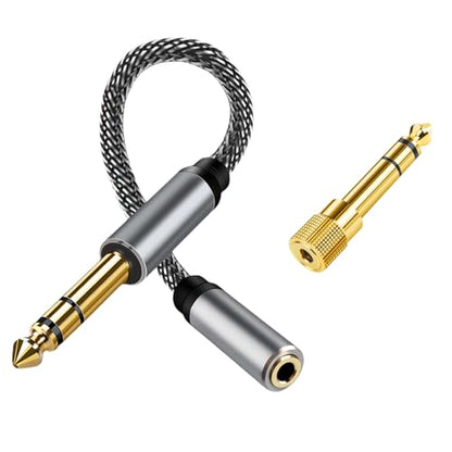 2 PCS, 6.35mm (1/4 inch) Male to 3.5mm (1/8 inch) Female Stereo Audio Jack Adapter TRS 1/4 to 3.5mm,Quarter inch to Headphone for Aux Cable, Guitar,Piano, Amplifier, Headphone, Mic, Mixing Console - size: 6.35mm Male to 3.5mm Female