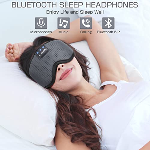 LC-dolida Sleep Headphones, Sleep Mask Bluetooth Wireless Music Eye Mask, Sleeping Headphones for Side Sleepers Sleep Mask with Bluetooth Headphones Ultra-Thin Stereo Speakers Perfect for Sleeping - color: Classical Grey