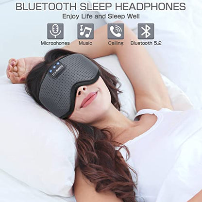LC-dolida Sleep Headphones, Sleep Mask Bluetooth Wireless Music Eye Mask, Sleeping Headphones for Side Sleepers Sleep Mask with Bluetooth Headphones Ultra-Thin Stereo Speakers Perfect for Sleeping - color: Classical Grey