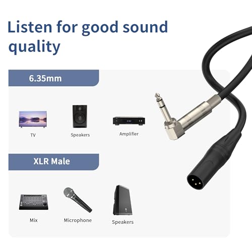 Right Angle 6.35mm TRS to XLR Male，（1.5FT 2Pack） Right Angle 1/4" TRS to XLR 3Pin Male,for Speakers, Stage, DJ and More - style: Right Angle 6.35mm TS to XLR Male
