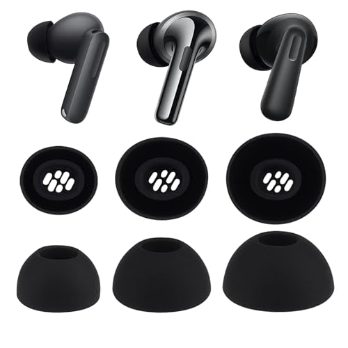 Replacement Ear Tips Compatible with OnePlus Buds Earbuds | Soft Silicone Eartips for OnePlus Buds 4 / Nord Buds 3 Pro / Buds Pro 3 / Buds 3 Earbuds, Storage Box (3Pairs, Black, S/M/L)
