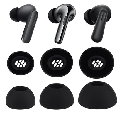 Replacement Ear Tips Compatible with OnePlus Buds Earbuds | Soft Silicone Eartips for OnePlus Buds 4 / Nord Buds 3 Pro / Buds Pro 3 / Buds 3 Earbuds, Storage Box (3Pairs, Black, S/M/L)