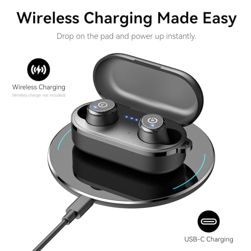 TOZO T10 Wireless Earbuds Powerful Bass Stereo Wireless Charging, APP, IPX8 | Waterproof, 55H Playtime, Ergonomic Design In Ear buds, App Customize EQ, Bluetooth 5.3 Headphones for Work, Travel, Black - color: Black