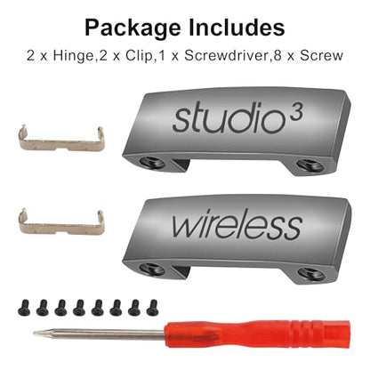 Studio 3 Hinge Headband Connector Replacement Metal Repair Parts Compatible with Beats Studio 3.0 Wireless Over-Ear Headphones Headband Metal Folding Hinger Clip Cover Pin Repair Kit (Titanium Gray) - color: Titanium Gray