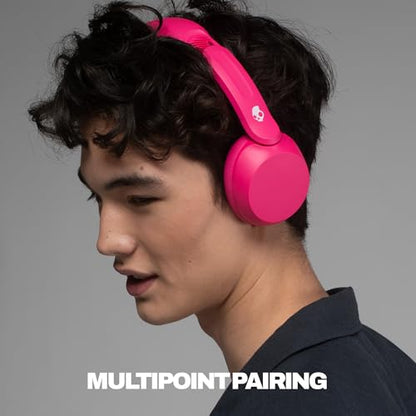 Skullcandy Icon 180 Wireless On-Ear Bluetooth Headphones - Crazy Pink | 50 Hours Battery, Lightweight and Travel Ready, Secure Fit, Sweat and Water Resistant, Microphone iPhone Android, Foldable - color: Crazy Pink