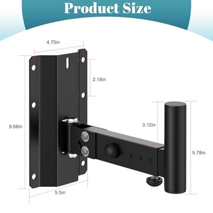 ForoGore Heavy Duty PA Speaker Mount Bracket Support up to 110lbs Adjustable Speaker Mount Extension Arm Swivel & Tilt, 2 Pack Black