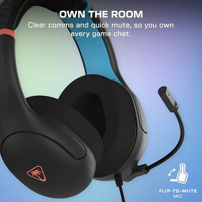 Turtle Beach Airlite Fit Wired Gaming Headset for Nintendo Switch 2, Lite | Works with Nintendo Switch OLED, Flip-to-Mute Mic, Comfortable Ear Cushions, 40mm Speakers, Lightweight, Charcoal Blue & Red - color: Charcoal Red/Blue