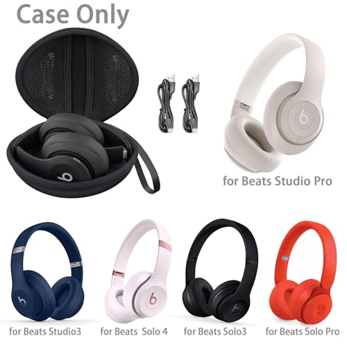 for Beats Studio Pro/Studio3/Solo4/Solo3 Headphones Hard Case, Black - color: Black Case