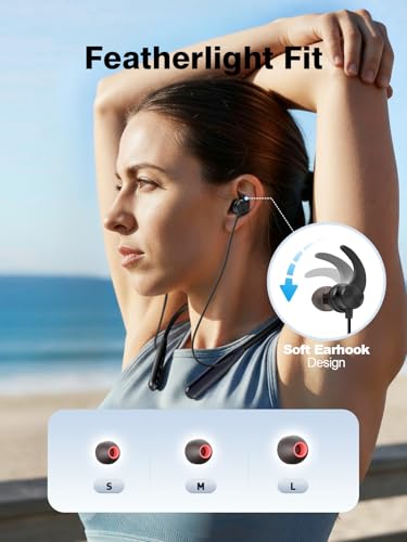 Rythflo Neckband Bluetooth Headphones, ENC IPX7 Sweatproof Sport Earbuds with AI-Enhanced Mic Vibration Call Alert, 50H Playtime Deep Bass Wireless Waterproof Earphones for Work Running Workout Gym | AI-Enhanced ENC Mic, IPX7 Waterproof, Deep Bass Sound,