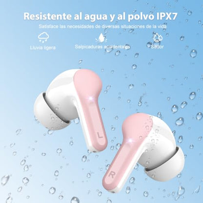 Wireless Earbuds, Bluetooth 5.3 Headphones HiFi Stereo, Bluetooth Earbuds - color: FRT-Pure Pink