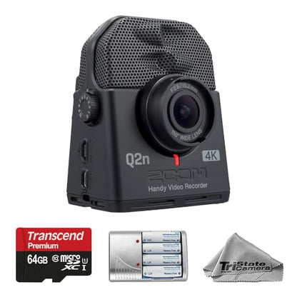 Zoom Q2n-4K Handy Video Recorder with 64GB Memory Card, Batteries & Rapid Charger – 4K Ultra HD Video Recording, Wide-Angle Lens, Built-in Stereo Microphones, USB Webcam Function – Basic Kit - style: Zoom Q2n-4K + Battery Charger