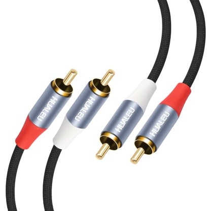 25FT 2 RCA M/M Stereo Audio Cable, Gold-Plated 2RCA Male to 2RCA Male Aluminum Shell Auxiliary Audio Cord-1Pack - size: 25FT*1