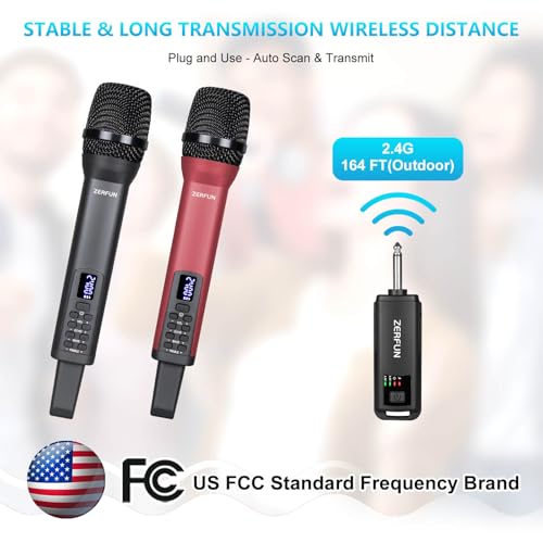 Rechargeable Wireless Microphones Dual, D240, Grey&Red - color: Gray & Red, style: 2 Mics
