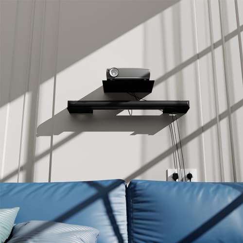 Floating Metal Wall Mount Shelf,Shelf for Projector,TV Cable Box,Router,Speaker,Sound Bar,Camera,Gaming,Decor Display (1, Large) - size: 11.81" x 8.03"
