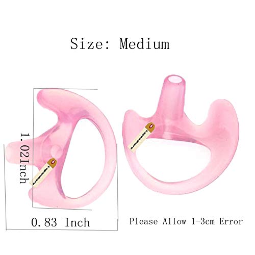 Lsgoodcare 10 Pairs Medium Pink Soft Silicone Earmold, Left Right Open Ear Insert, Acoustic Coil Tube Replacement Earbud Compatible with Motorola Kenwood 2 Way Radio Walkie Talkie - color: Pink, size: medium