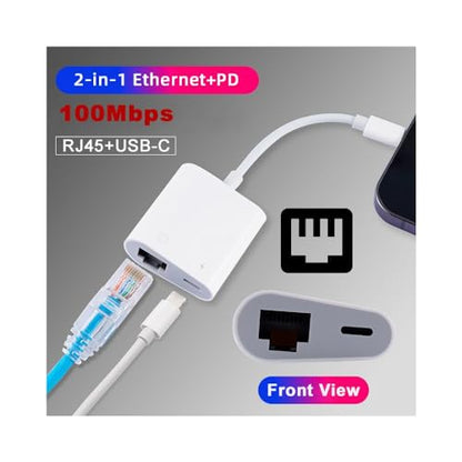 CY Type C USB-C to 100Mbps Networking RJ45 with PD Power Charge Adapter Compatible with Laptop Tablet Phone - style: LAN+PD