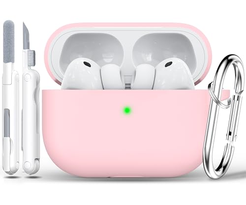 RFUNGUANGO AirPods Pro 3 Case Silicone Protective Cover, Pink | Compatible with AirPods Pro 3rd Generation, Wireless Charging Compatible with Cleaning Kit & Keychain - color: B-Pink, size: AirPods Pro 3 Case