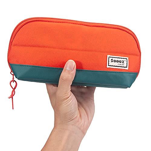 Sooez Wide-Opening Pencil Pen Case, Lightweight & Spacious Pencil Pouch Zipper Stationery Bag, Aesthetic Supply with Triangular Design for Adults, Orange - color: Orange