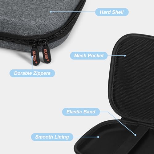 Universal Headphone Case 8.1x7.5x2.0, Hard Shell Travel Pouch Bag | Upgraded Shockproof, Fits JBL/Sony/Bose/Soundcore, Double Zipper, Mesh Pocket, Carabiner - color: Light Grey