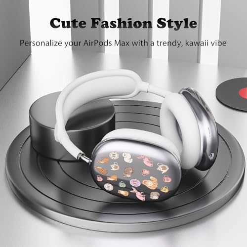 for AirPods Max Headphones Cat Kitten Ear Covers for AirPods Max 2 | Cute Clear Ear Cups Cover | White Silicone Ear Pad Case Headband Cover for Apple AirPods Max 2/1 (2026/2024/2020) - color: Cat A/White